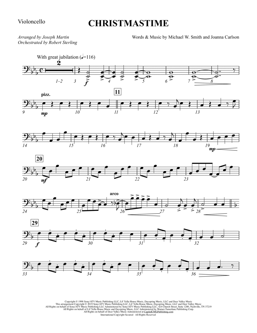 Christmastime (arr. Joseph M. Martin) - Cello Choir scores gallery preview page 1