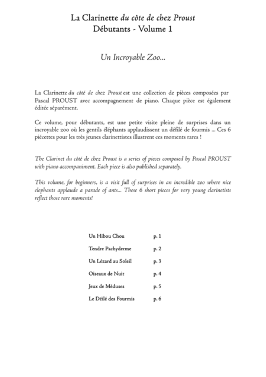 The Clarinet du cote de chez Proust - Beginners - Volume 1 B-Flat Clarinet scores gallery preview page 2