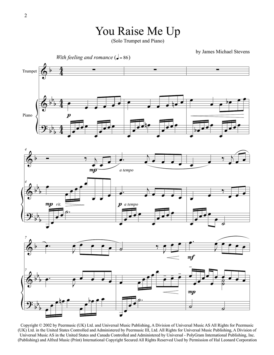 You Raise Me Up Trumpet Solo scores gallery preview page 2