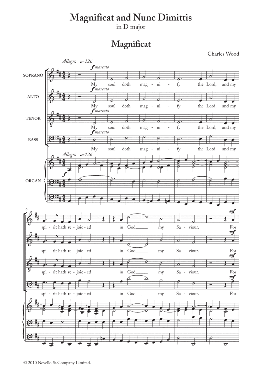 Magnificat And Nunc Dimittis In D Choir scores gallery preview page 1