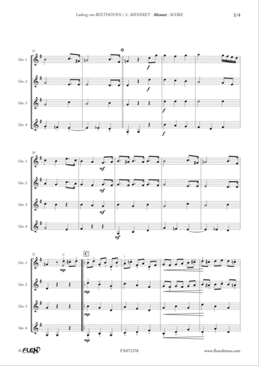 Menuet Menuet Guitar Ensemble scores gallery preview page 3
