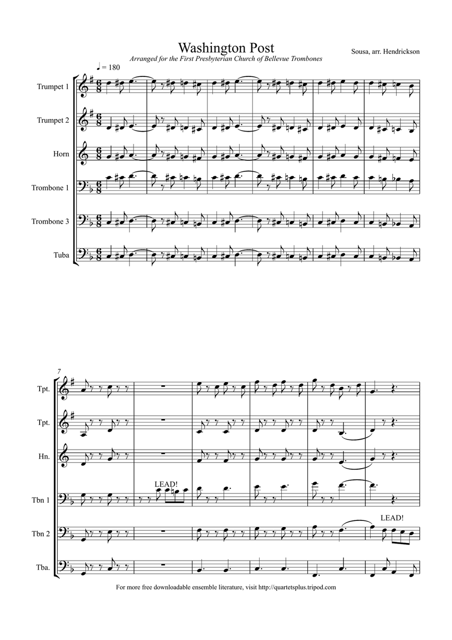 Washington Post Washington Post Brass Ensemble scores gallery preview page 1