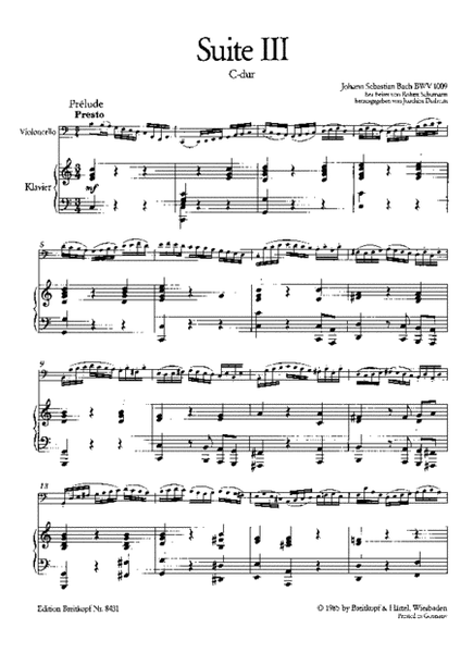Suite III in C major BWV 1009 for violoncello solo