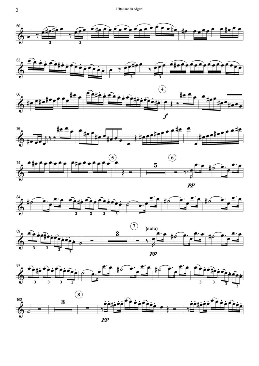 Rossini L’Italiana in Algeri (The Italian Girl in Algiers) – Sinfonia (Ouverture) for Clarinet Woodwind Ensemble scores gallery preview page 6