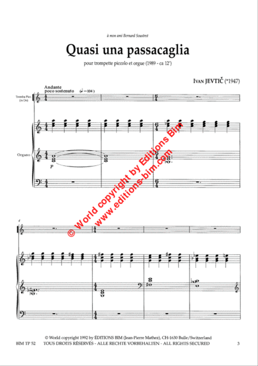 Quasi una passacaglia Piccolo Trumpet scores gallery preview page 2