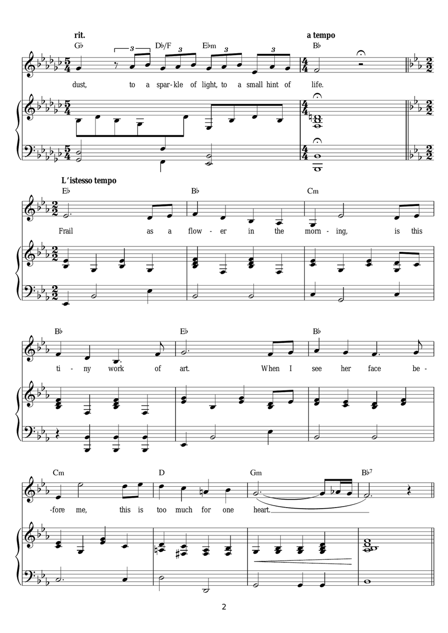 Too Much For One Heart (from Miss Saigon) Piano, Vocal scores gallery preview page 2
