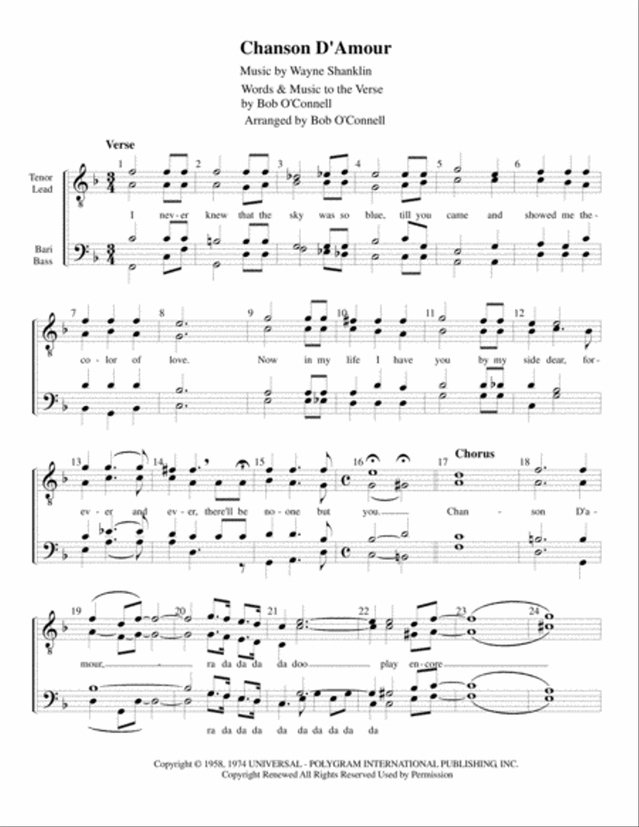Chanson D'amour (the Ra-da-da-da-da Song) TTBB scores gallery preview page 1