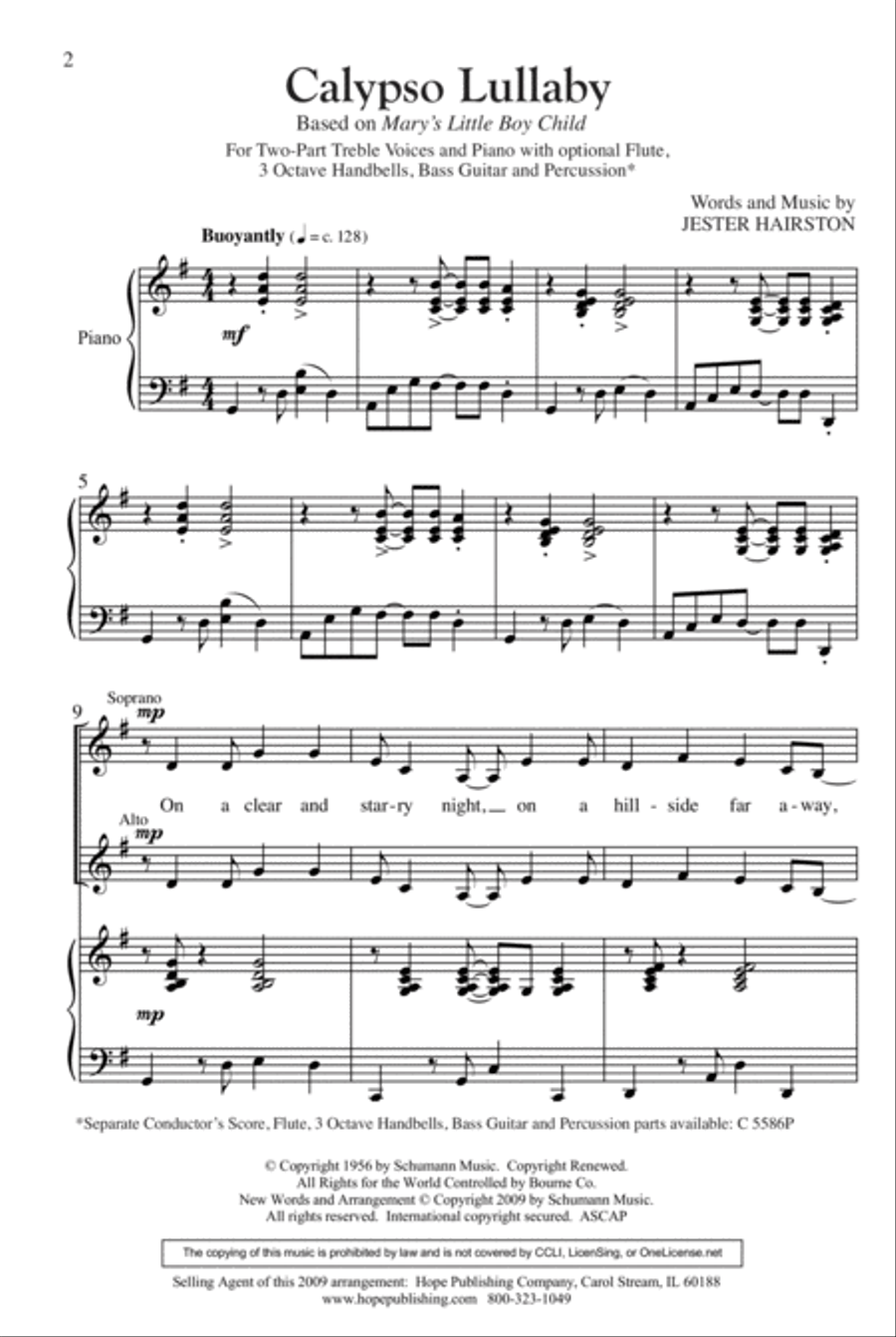 Calypso Lullaby 2-Part scores gallery preview page 2
