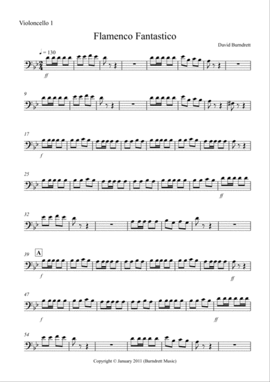 Flamenco Fantastico for Cello Quartet Cello Solo scores gallery preview page 5