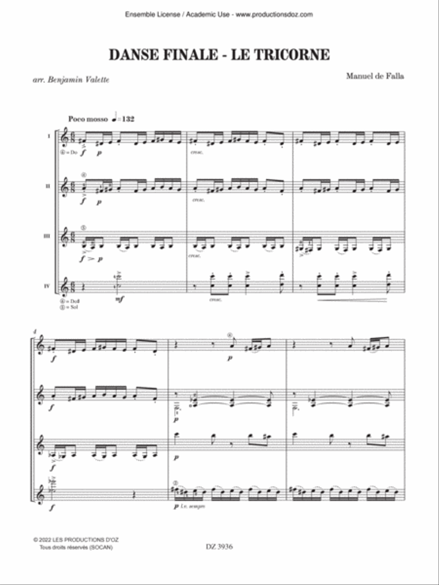 Danse finale - Le tricorne Guitar Ensemble scores gallery preview page 3