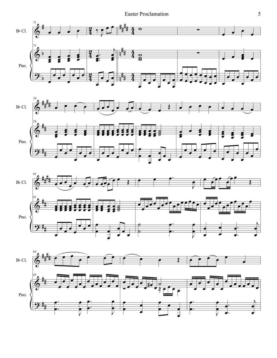 Easter Proclamation (The Risen Christ) (Bb-Clarinet solo and Piano) Clarinet Solo scores gallery preview page 5
