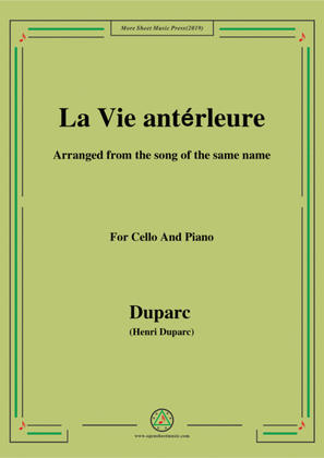 Duparc-La Vie antérleure,for Cello and Piano