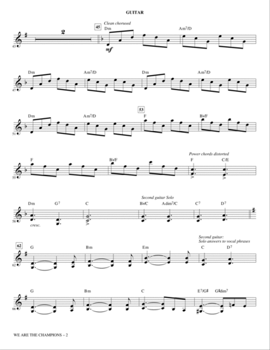 We Are the Champions (arr. Roger Emerson) - Guitar Choir scores gallery preview page 2
