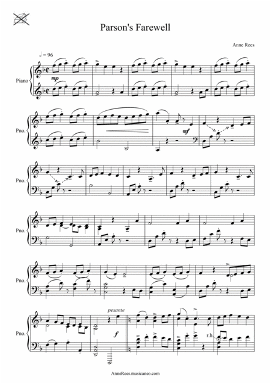 Parson's Farewell - arrangement for piano with My Lady Cullen Piano Solo scores gallery preview page 2