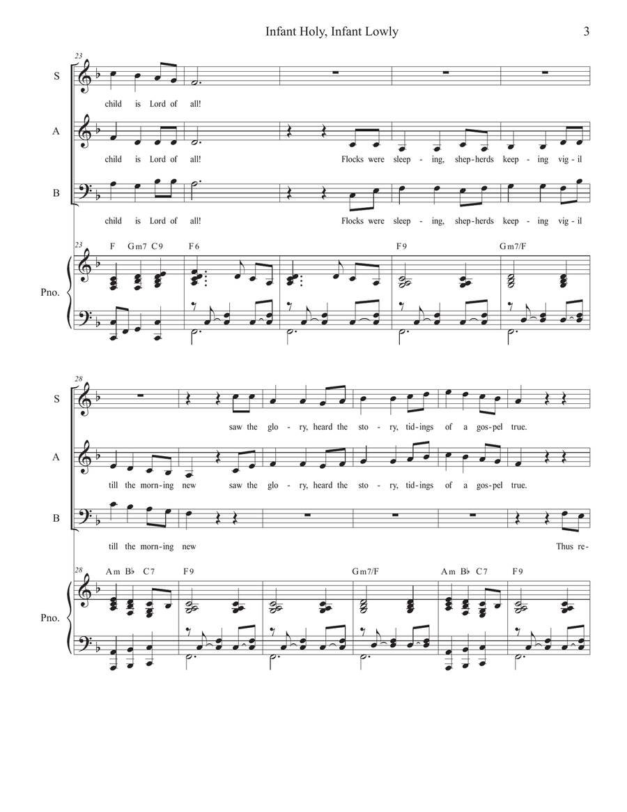 Infant Holy, Infant Lowly (Vocal Trio - (SAB) 3-Part scores gallery preview page 3