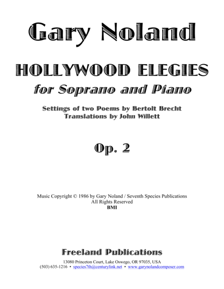 "Hollywood Elegies" for soprano and piano Op. 2 image number null