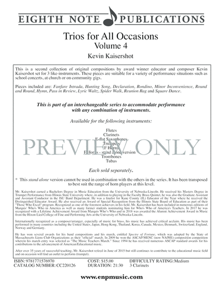 Trios for All Occasions, Volume 4 - 3 Clarinets image number null
