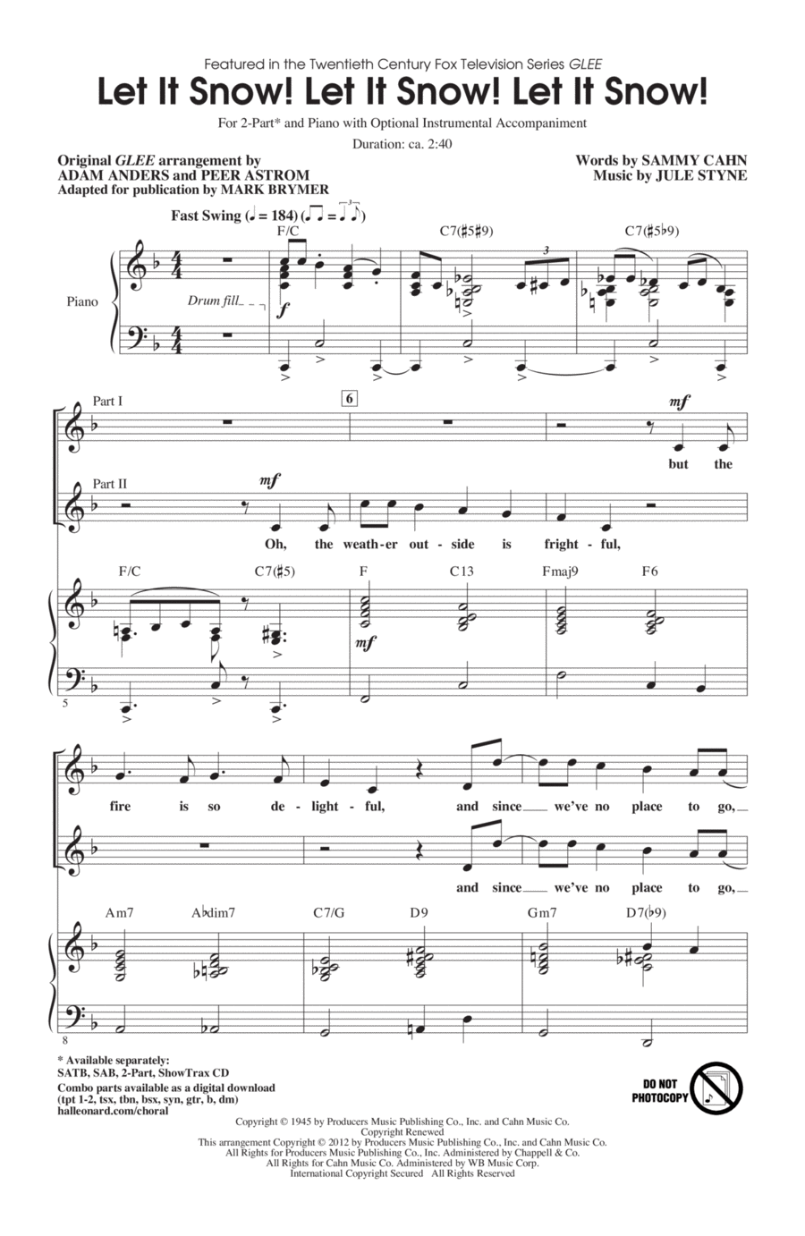 Let It Snow! Let It Snow! Let It Snow! (adapted by Mark Brymer) 2-Part scores gallery preview page 1