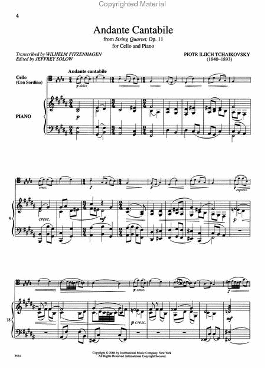 Andante Cantabile, Opus 11 Piano Accompaniment scores gallery preview page 3