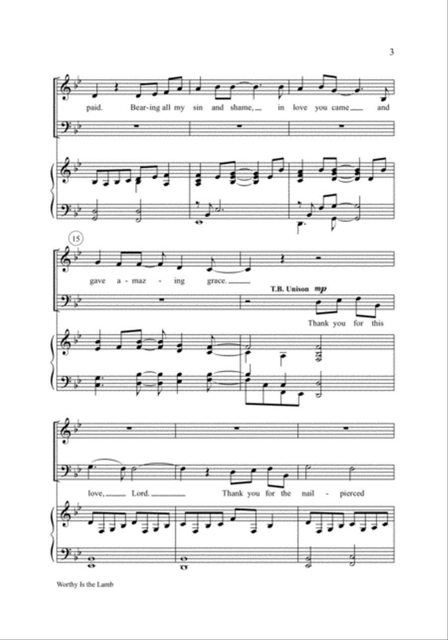 Worthy Is the Lamb 4-Part scores gallery preview page 3
