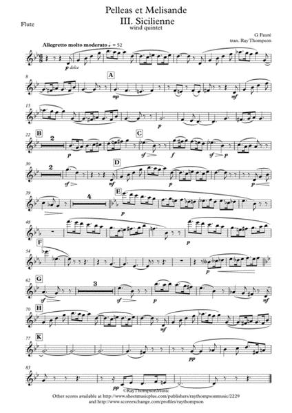 Fauré: Pelleas et Melisande Op.78 III. Sicilienne - wind quintet image number null