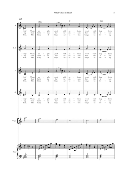What Child is This - SSAA quartet, violin and piano image number null