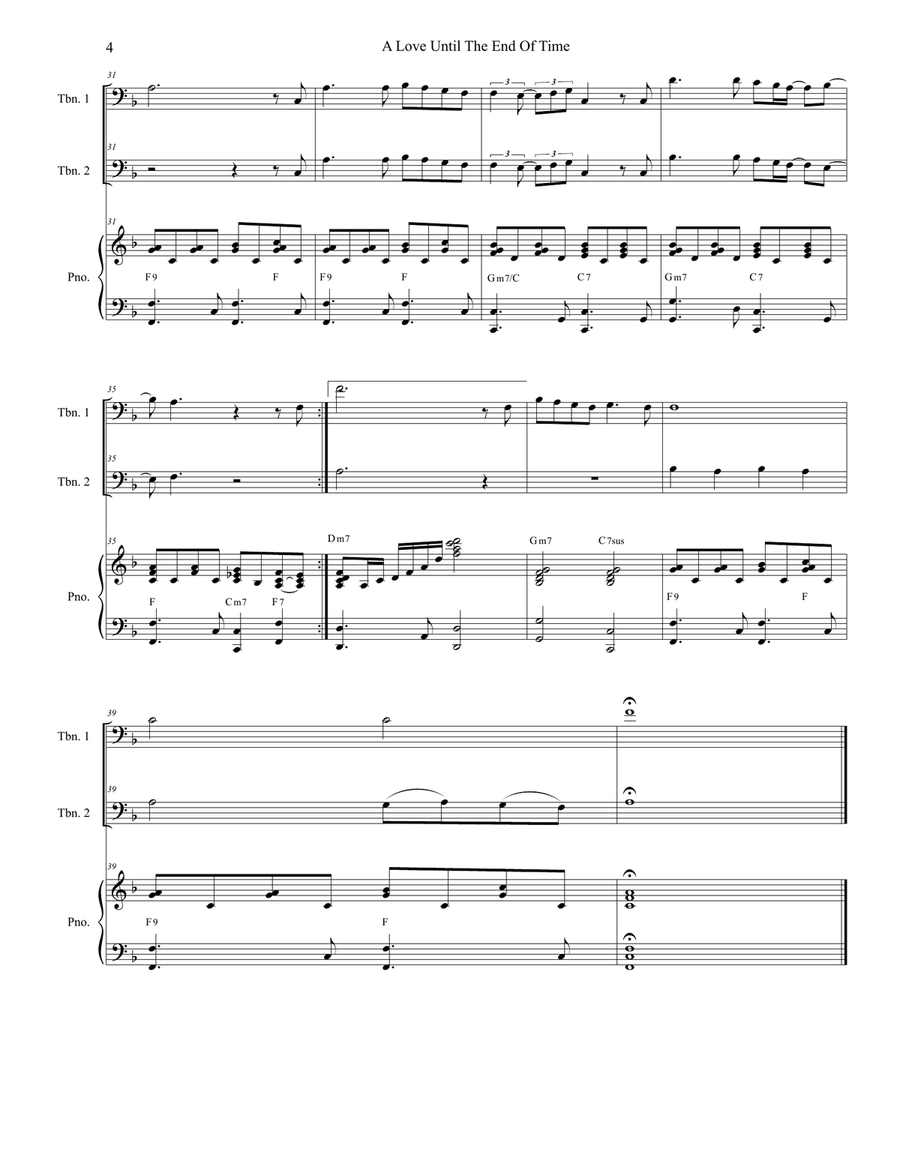 A Love Until The End Of Time Trombone Duet scores gallery preview page 4