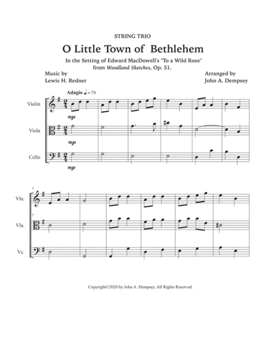 O Little Town of Bethlehem (String Trio): Violin, Viola and Cello image number null
