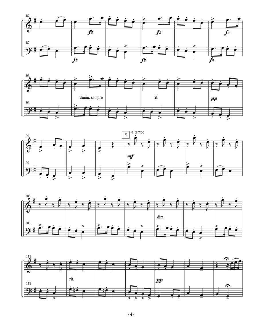 Dvorak Slavonic Dance #7 for flute and bassoon duet Woodwind Duet scores gallery preview page 4