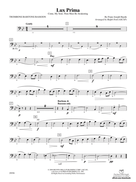 Lux Prima (Come, My Soul, Thou Must Be Awakening): 1st Trombone