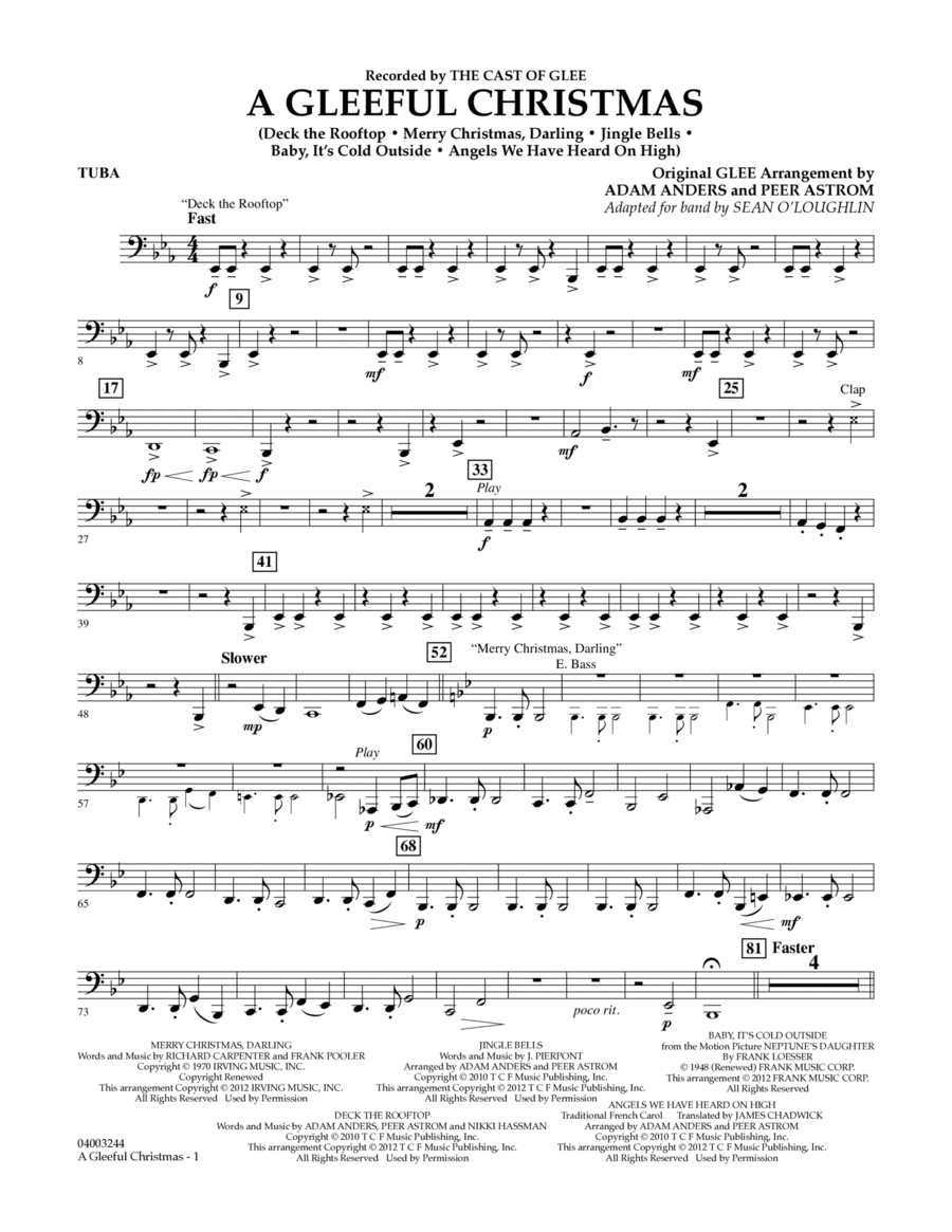 A Gleeful Christmas - Tuba Concert Band scores gallery preview page 1