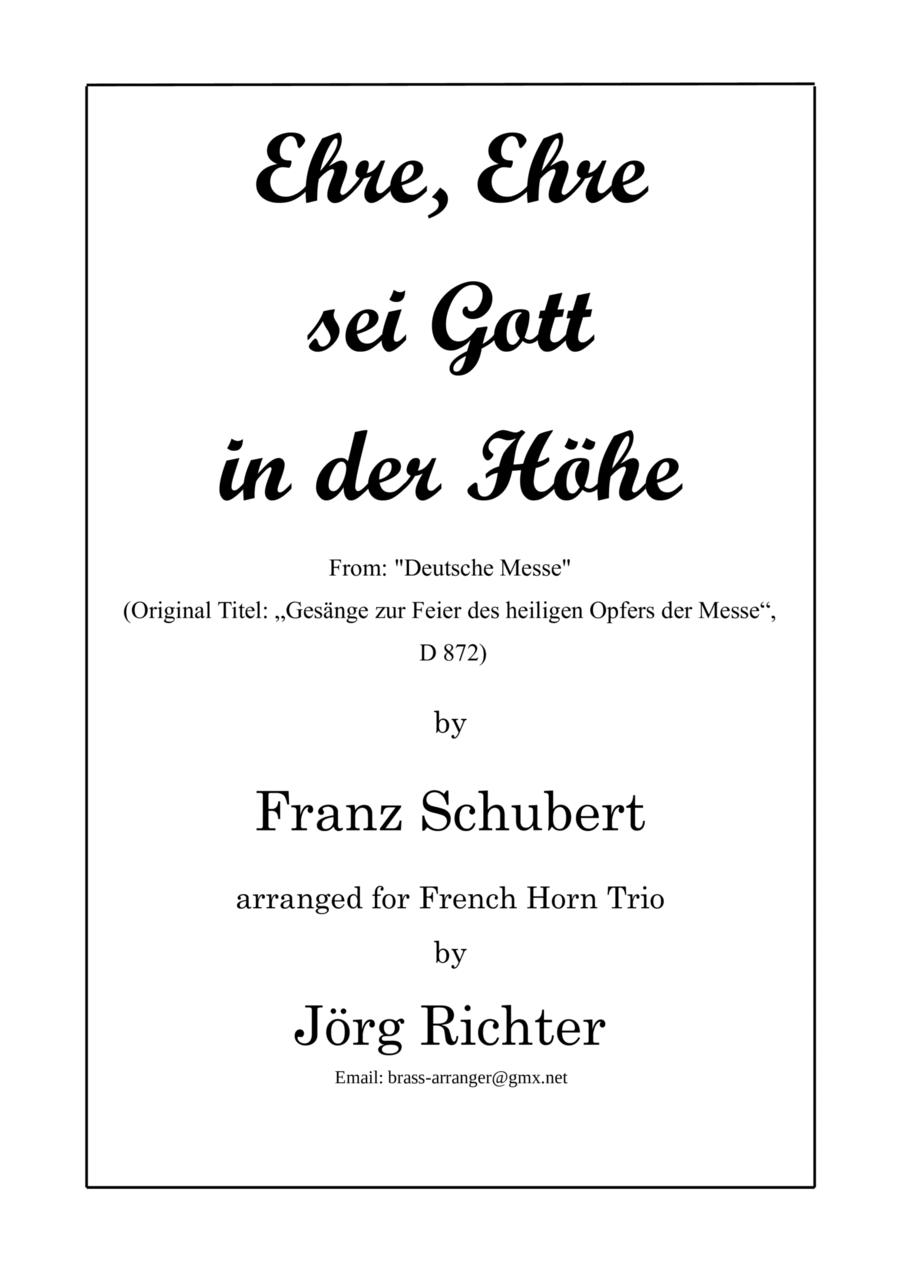 Ehre, Ehre sei Gott in der Höhe for French Horn Trio Brass Quartet scores gallery preview page 1