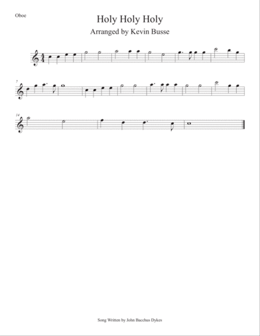 Holy Holy Holy (Easy key of C) Oboe Oboe Solo scores gallery preview page 1