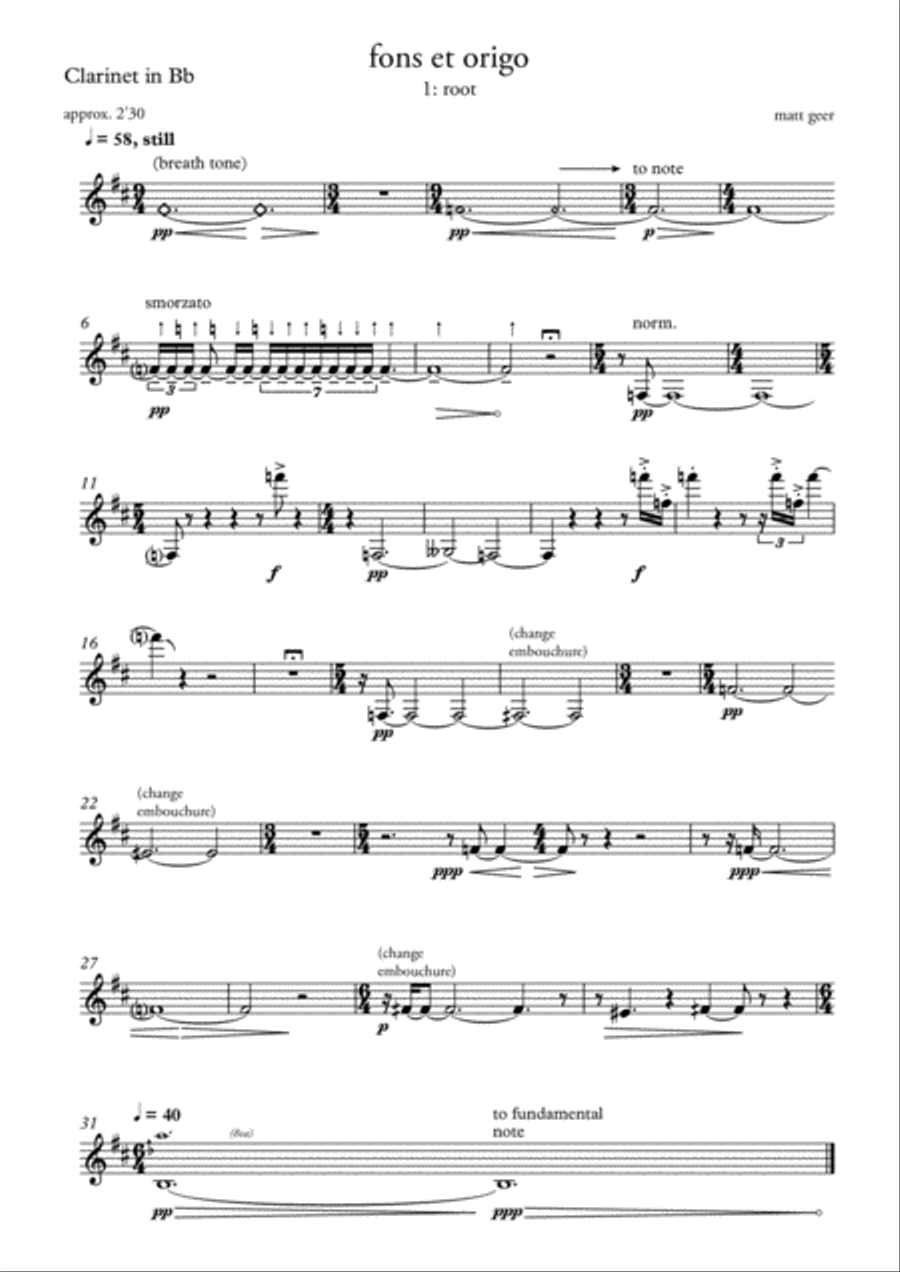 Fons et origo (Individual clarinet part) Woodwind Quintet scores gallery preview page 4
