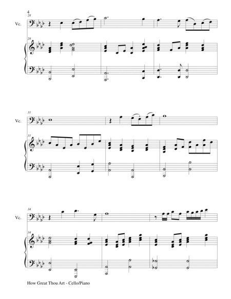 HOW GREAT THOU ART, Cello and Piano (Score & Parts included) image number null