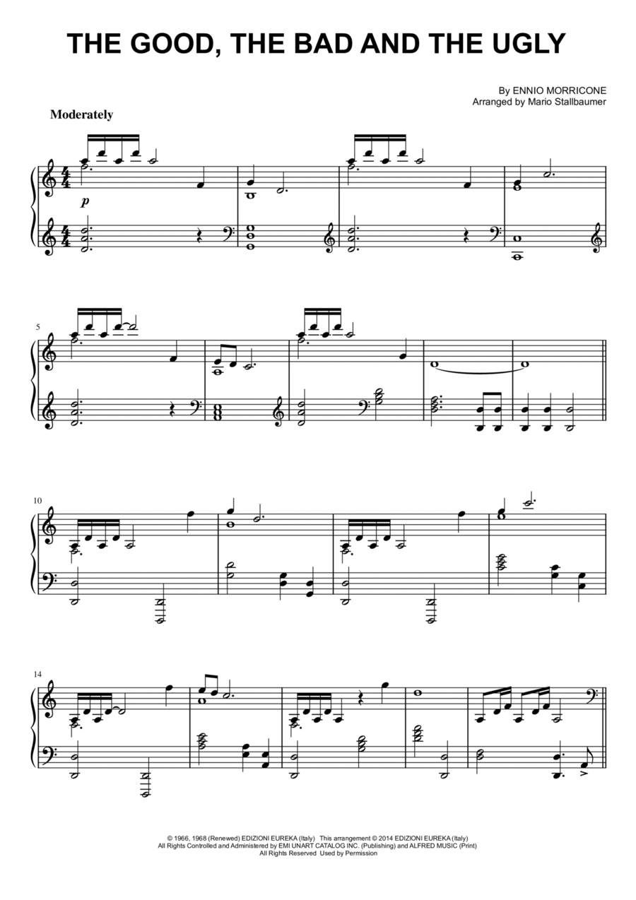 The Good, The Bad And The Ugly (main Title) Piano Solo scores gallery preview page 1