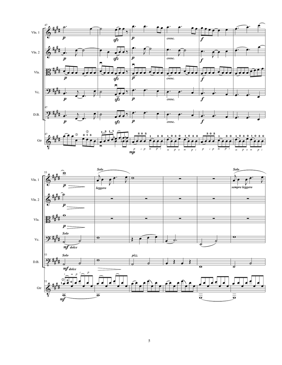 Cumberland Concerto for Guitar and Strings Chamber Orchestra scores gallery preview page 5