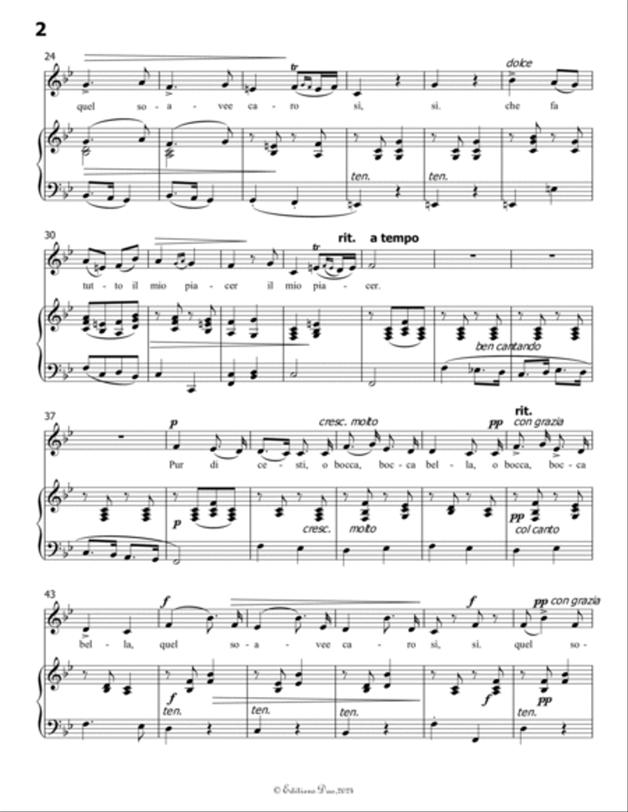 Pur dicesti,o bocca bella, by Antonio Lotti, in B flat Major Voice scores gallery preview page 4