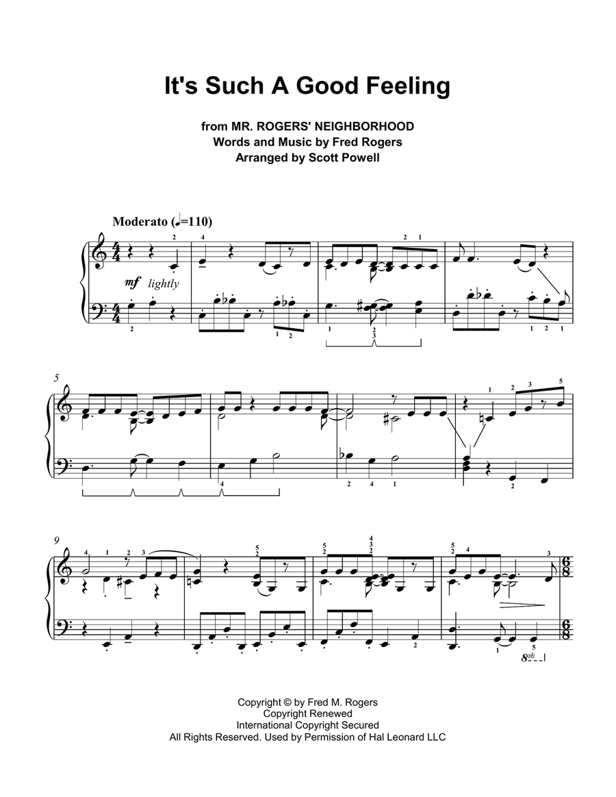 It's Such A Good Feeling from MISTER ROGERS' NEIGHBORHOOD Piano Solo scores gallery preview page 1