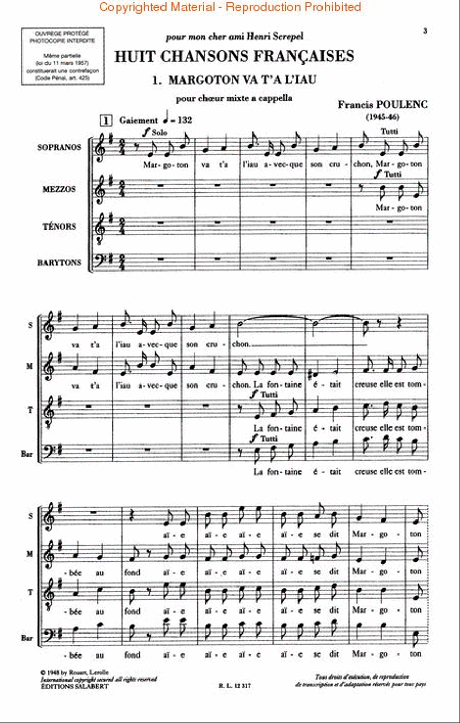 8 Chansons Francaises A Cappella scores gallery preview page 2