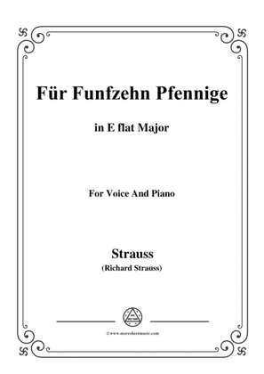 Book cover for Richard Strauss-Für Funfzehn Pfennige in E flat Major,for Voice and Piano