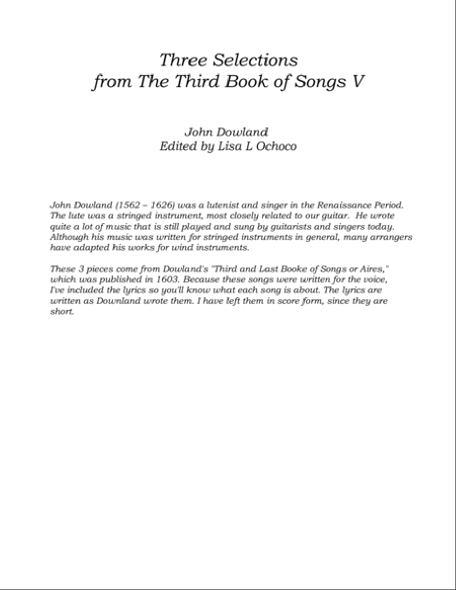 Three Selections from the Third Book of Songs V for Flute Quartet image number null