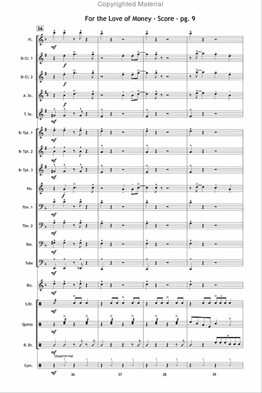 For the Love of Money Marching Band scores gallery preview page 10