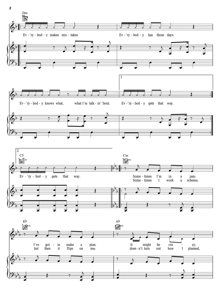 Nobody's Perfect Piano, Vocal, Guitar scores gallery preview page 2
