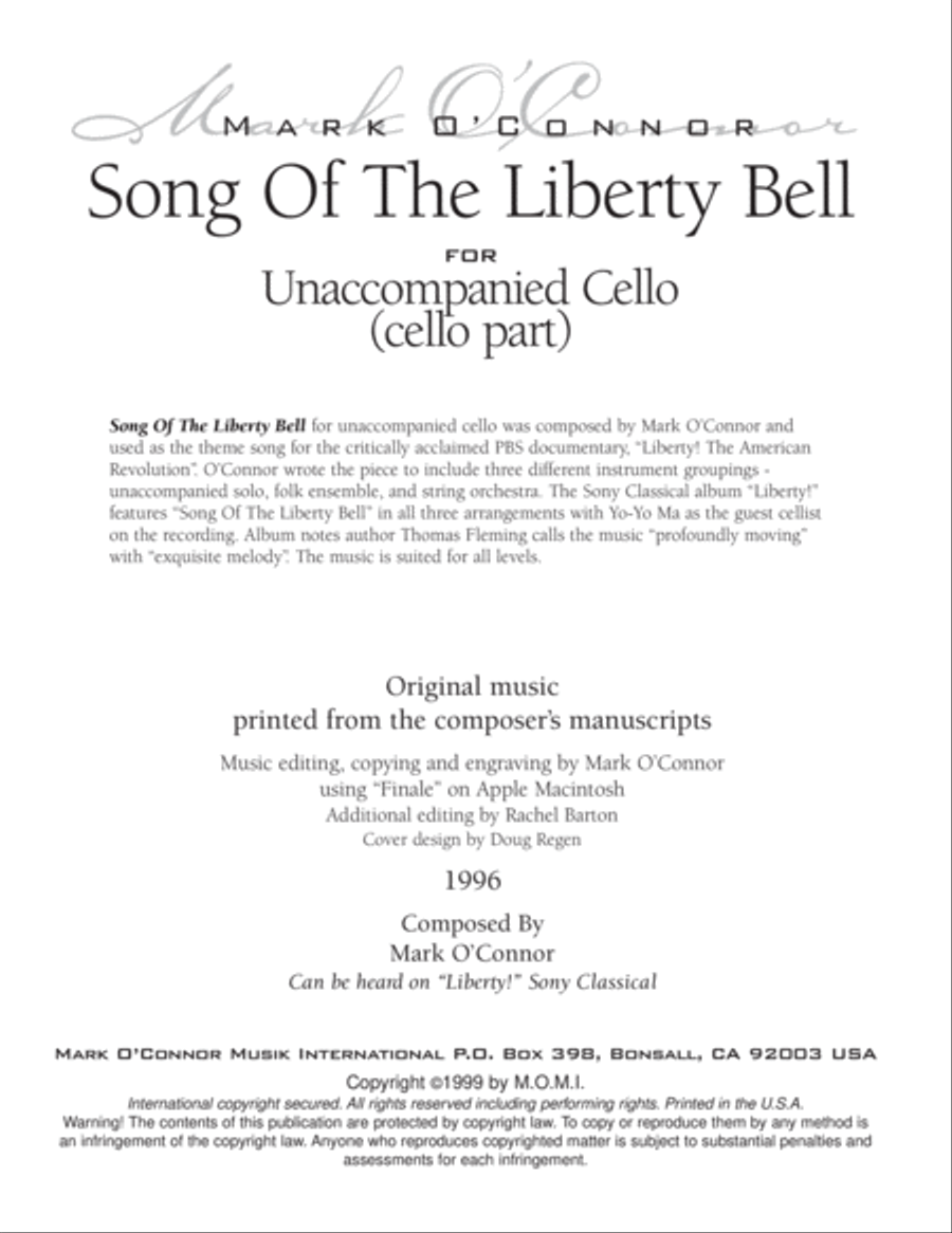 Song Of The Liberty Bell (unaccompanied cello) Cello Solo scores gallery preview page 3