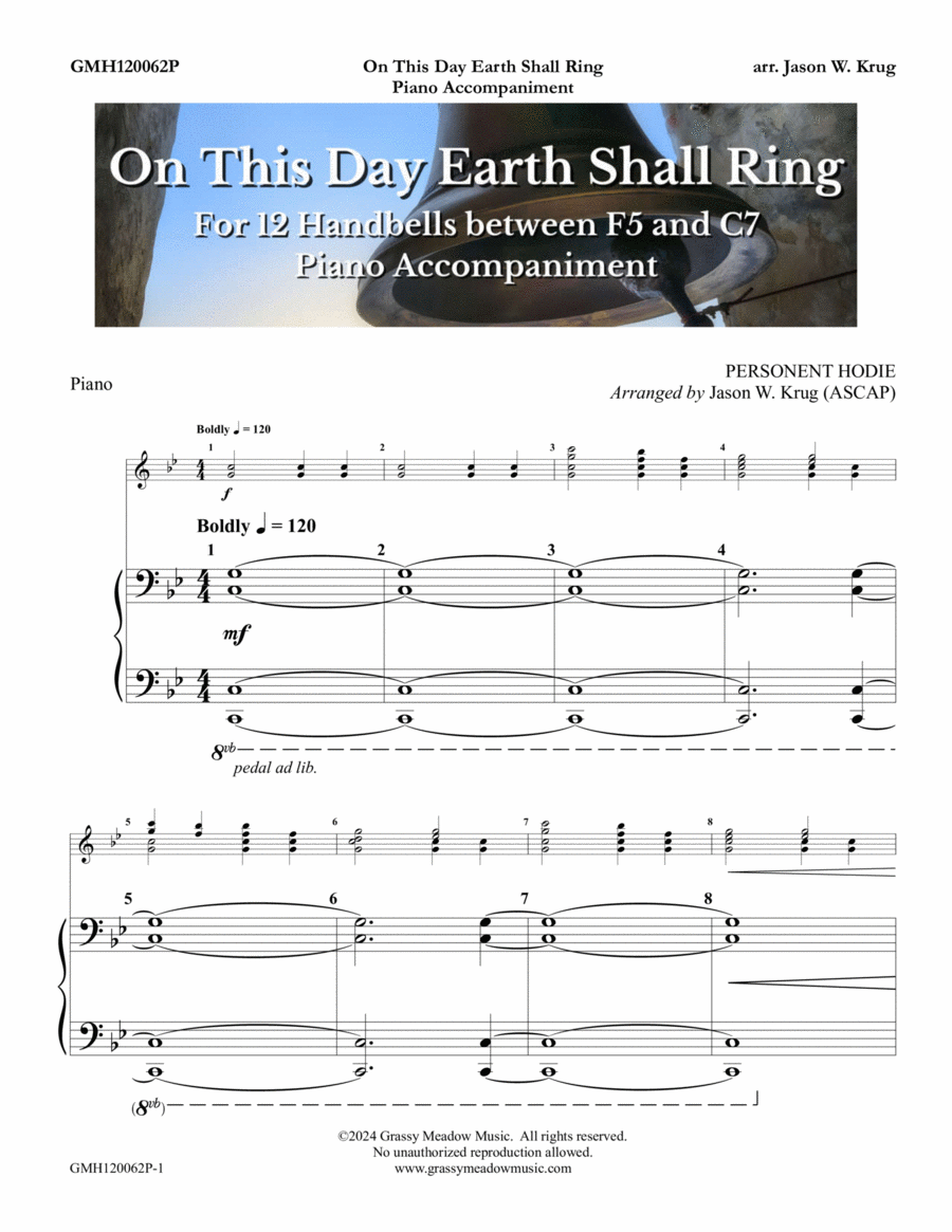 On This Day Earth Shall Ring – piano accompaniment to 12 bell version image number null