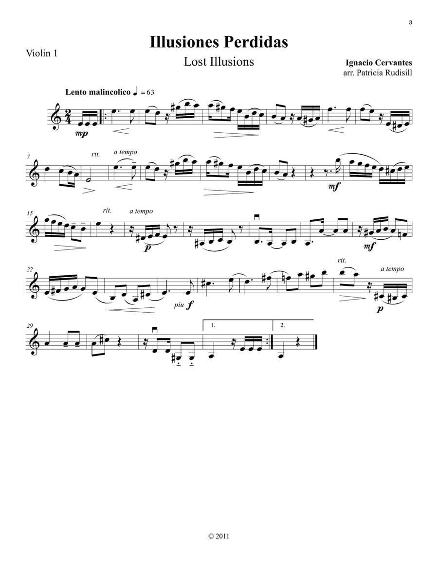 7 Danzas Cubanas, for string quartet (Parts only) String Quartet scores gallery preview page 3