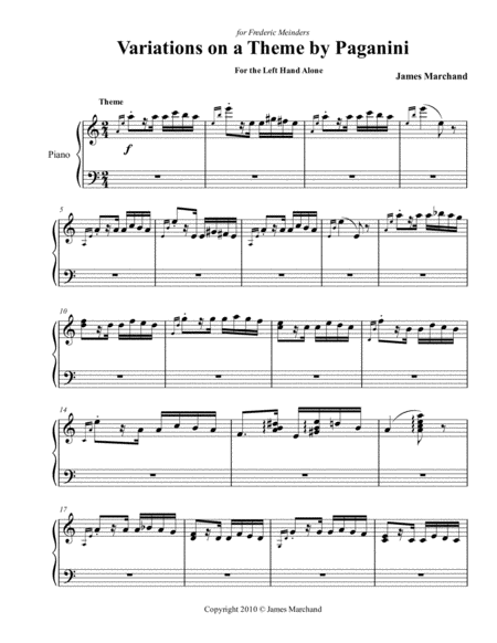 Paganini Variations for the left hand alone