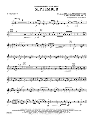 September (arr. Paul Murtha) - Bb Trumpet 3