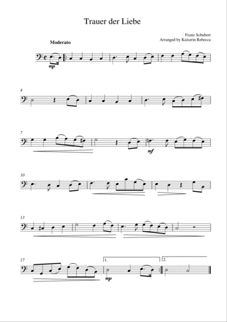 Trauer der Liebe Trauer der Liebe Cello Solo scores gallery preview page 1